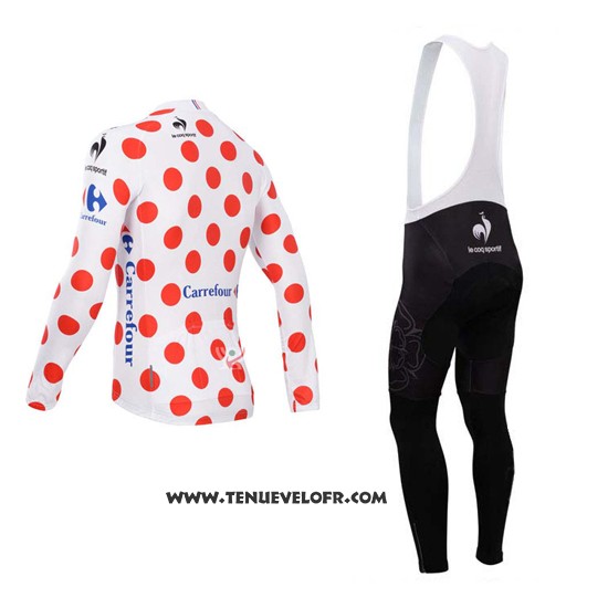 2014 Maillot Ciclismo Tour DE France Blanc et Rouge  Manches Longues et Cuissard